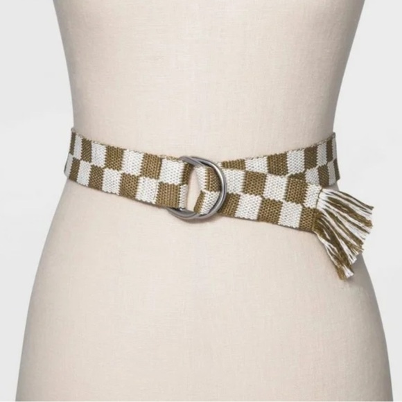 NWT Universal Thread tan and white checkered belt - Picture 1 of 4